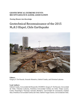 Geotechnical Reconnaissance of the 2015 Mw8.3 Illapel, Chile Earthquake