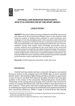 Football and Romanian Masculinity. How It Is Constructed by the Sport Media?