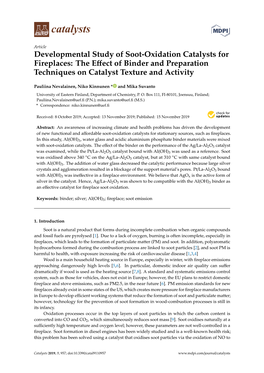 Developmental Study of Soot-Oxidation Catalysts for Fireplaces: the Eﬀect of Binder and Preparation Techniques on Catalyst Texture and Activity