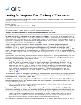 Looking for Interpreter Zero: the Irony of Themistocles