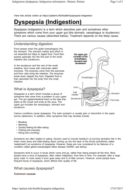 Dyspepsia (Indigestion)