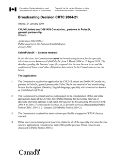 Broadcasting Decision CRTC 2004-21