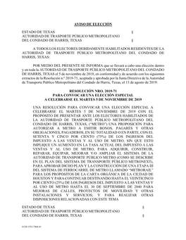 Aviso De Elección Estado De Texas § Autoridad De