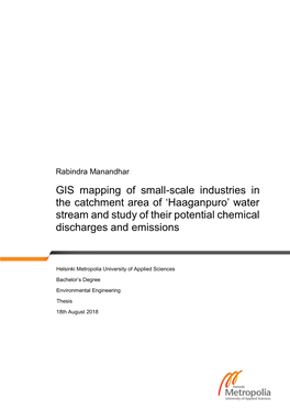GIS Mapping of Small-Scale Industries in the Catchment Area of ‘Haaganpuro’ Water Stream and Study of Their Potential Chemical Discharges and Emissions