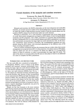 Crystal Chemistry of the Monazite and Xenotime Structures Yuxxnnc Nr