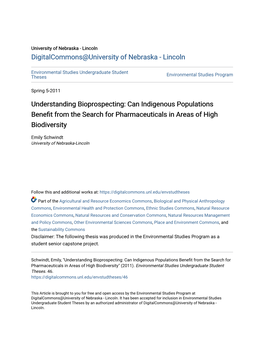 Understanding Bioprospecting: Can Indigenous Populations Benefit from the Search for Pharmaceuticals in Areas of High Biodiversity