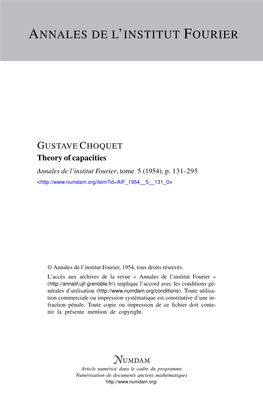 Theory of Capacities Annales De L’Institut Fourier, Tome 5 (1954), P