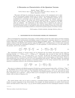 A Discussion on Characteristics of the Quantum Vacuum