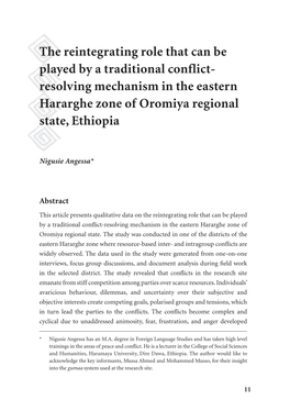 Resolving Mechanism in the Eastern Hararghe Zone of Oromiya Regional State, Ethiopia