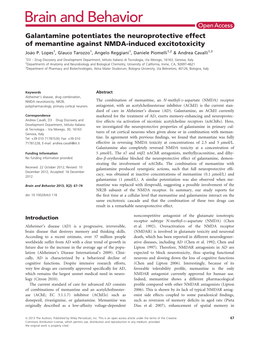 Galantamine Potentiates the Neuroprotective Effect of Memantine Against NMDA-Induced Excitotoxicity Joao~ P