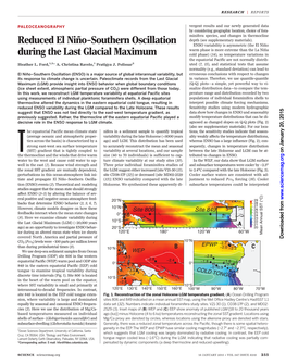 Reduced El Niño–Southern Oscillation During the Last Glacial