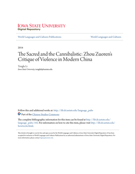 Zhou Zuoren's Critique of Violence in Modern China