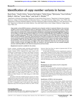 Identification of Copy Number Variants in Horses