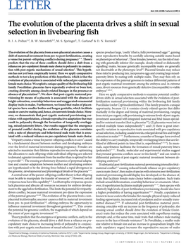 The Evolution of the Placenta Drives a Shift in Sexual Selection in Livebearing Fish