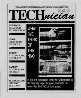 THE SUMMER EDITION of TECHNICIAN, N.C. STATES STUDENT NEWSPAP U 6%