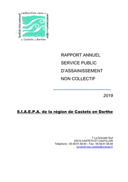 Rapport Annuel Service D'assainissement Non Collectif