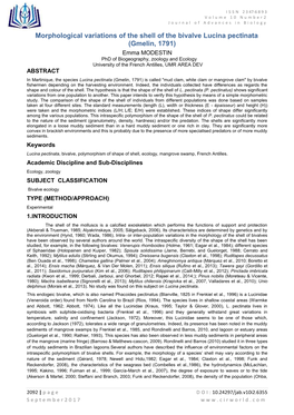 Morphological Variations of the Shell of the Bivalve Lucina Pectinata