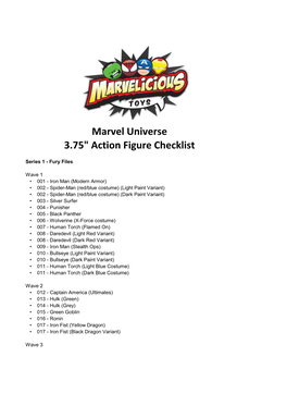 Marvel Universe 3.75" Action Figure Checklist