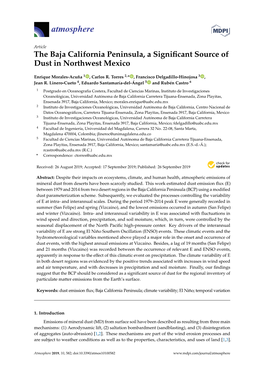 The Baja California Peninsula, a Significant Source of Dust in Northwest Mexico