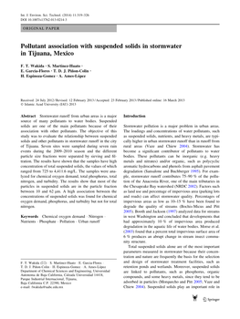 Pollutant Association with Suspended Solids in Stormwater in Tijuana, Mexico