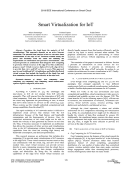 Smart Virtualization for Iot