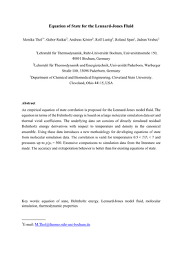 Equation of State for the Lennard-Jones Fluid