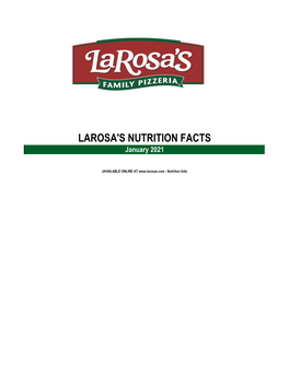 LAROSA's NUTRITION FACTS January 2021