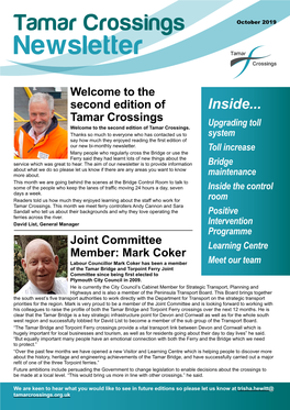 Inside... Tamar Crossings Welcome to the Second Edition of Tamar Crossings