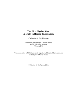 The First Illyrian War: a Study in Roman Imperialism