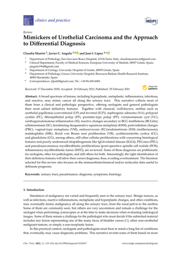 Mimickers of Urothelial Carcinoma and the Approach to Differential Diagnosis