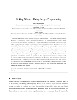 Picking Winners Using Integer Programming