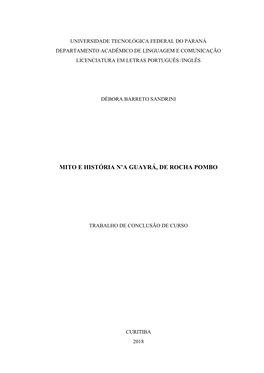 Mito E História N'a Guayrá, De Rocha Pombo