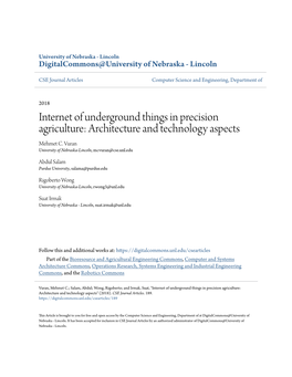Internet of Underground Things in Precision Agriculture: Architecture and Technology Aspects Mehmet C