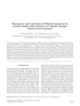Emergence and Extinction of Dipterocarpaceae in Western India with Reference to Climate Change: Fossil Wood Evidences