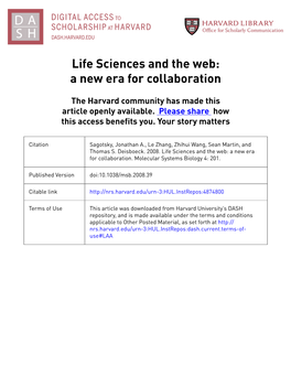 Life Sciences and the Web: a New Era for Collaboration