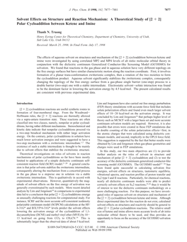 Solvent Effects on Structure and Reaction Mechanism: a Theoretical Study of [2 + 2] Polar Cycloaddition Between Ketene and Imine