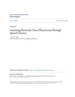 Assessing Electronic Voice Phenomena Through Speech Science Cassie C