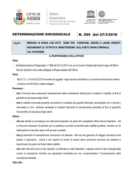 Settore Infrastrutture Ufficio Servizi Operativi, Aree Verdi , Protezione Civile E Cimiteri