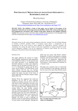 Why Grateley? Reflections on Anglo-Saxon Kingship in a Hampshire Landscape