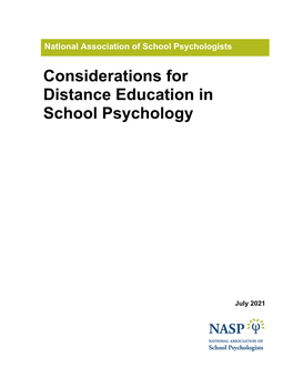 Considerations for Distance Education in School Psychology