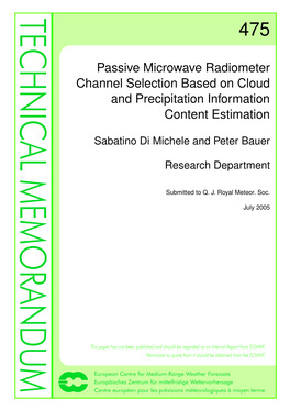 Passive Microwave Radiometer Channel Selection Based on Cloud and Precipitation Information Content Estimation
