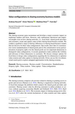 Value Configurations in Sharing Economy Business Models