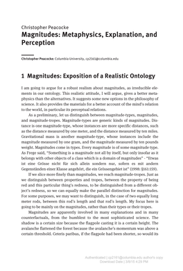 Magnitudes: Metaphysics, Explanation, and Perception