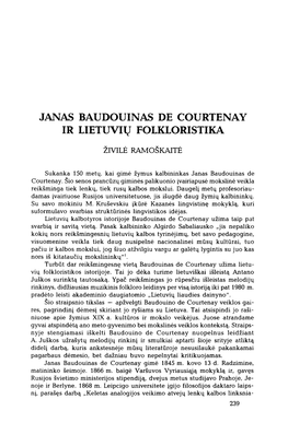 Janas Baudouinas De Courtenay Ir Lietuvių Folkloristika