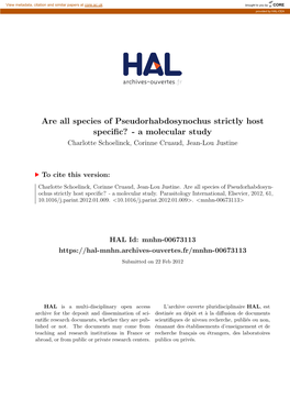 Are All Species of Pseudorhabdosynochus Strictly Host Specific? – a Molecular Study