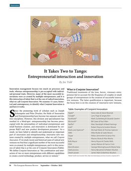 It Takes Two to Tango: Entrepreneurial Interaction and Innovation by Joe Tidd
