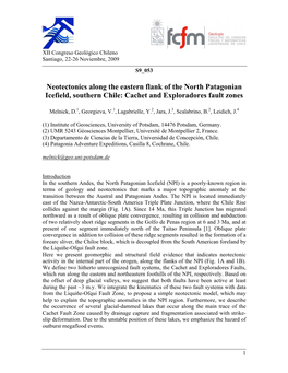 Neotectonics Along the Eastern Flank of the North Patagonian Icefield, Southern Chile: Cachet and Exploradores Fault Zones