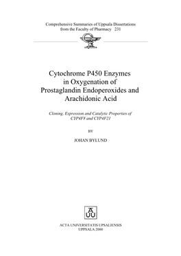 Cytochrome P450 Enzymes in Oxygenation of Prostaglandin Endoperoxides and Arachidonic Acid