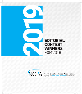 Editorial Contest Winners for 2019 2019