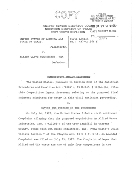 US and State of Texas V. Allied Waste Industries, Inc